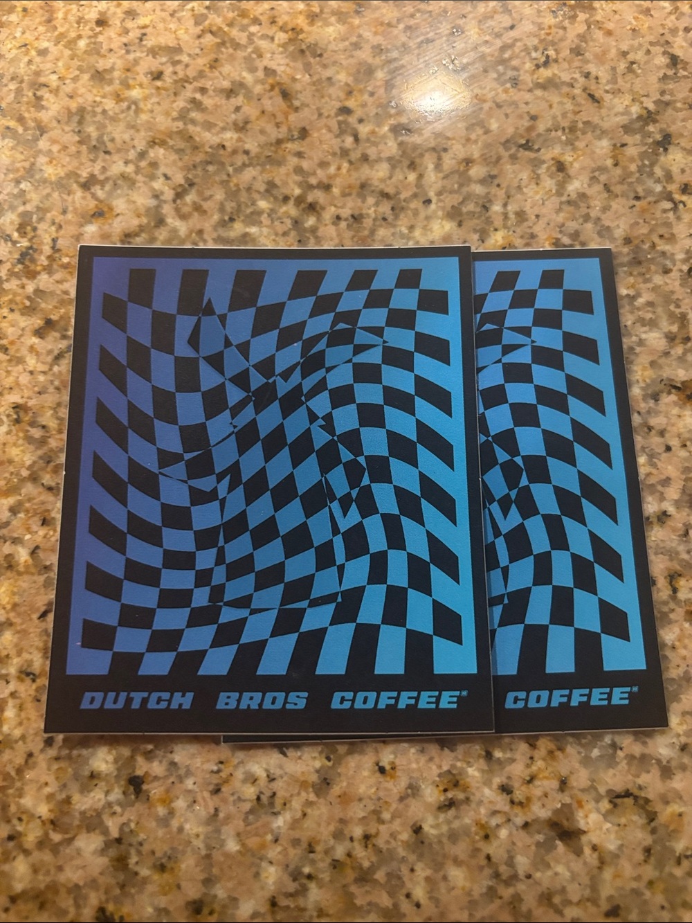 Dutch Bros Black and Blue Wavy Checkerboard sticker